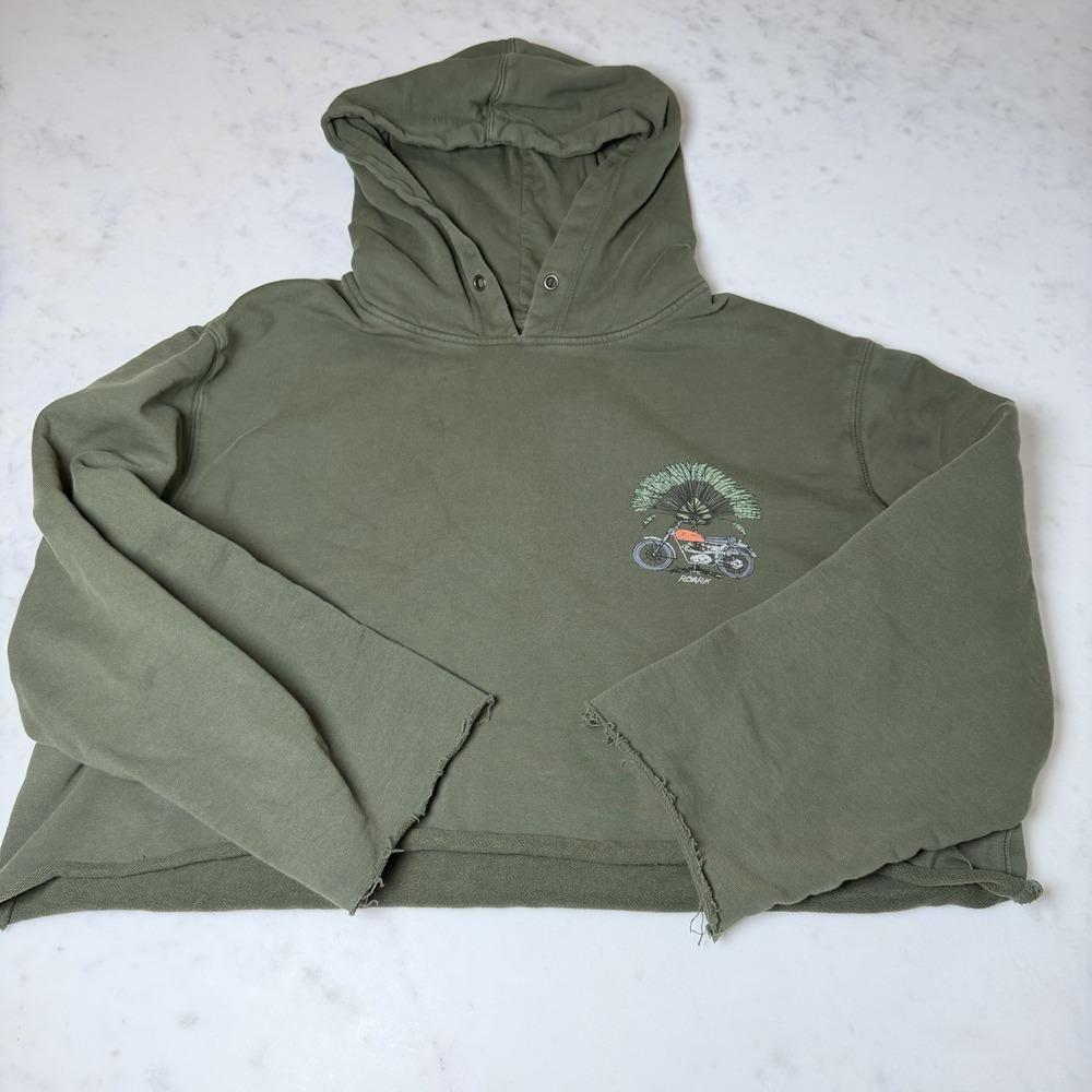 Roark Graphic Moto‎ Hoodie Sweatshirt Bike – Olive Green – XL